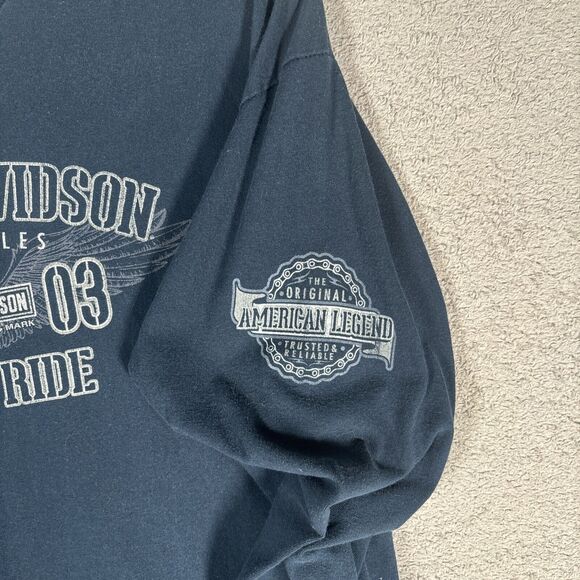 Harley Davidson Men XL Long‎ Sleeve Shirt 2015 Live To Ride Blue Cocoa Beach - Picture 9 of 15